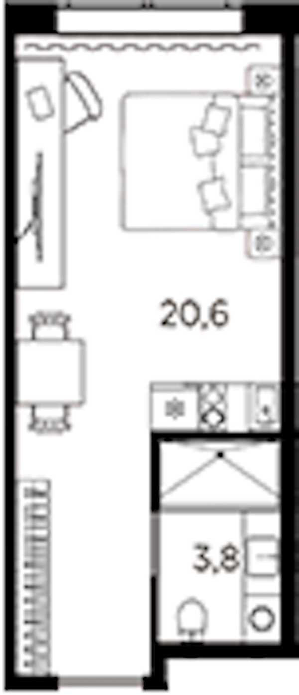 Квартира студия 24.4 м², 9/13 эт., ЖК «AVENIR Industrial»